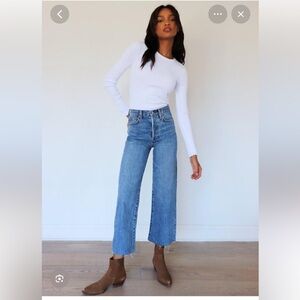 Denim Forum Blue The Farrah Wide Leg Jeans